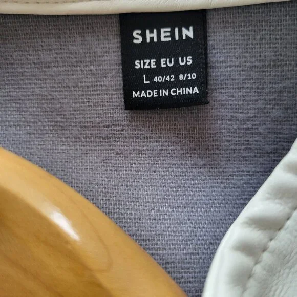 CLEARANCE -SHEIN Easy Wear Color Block B/W Vegan Leather Jacket (Size 8/10) - Picture 2 of 14